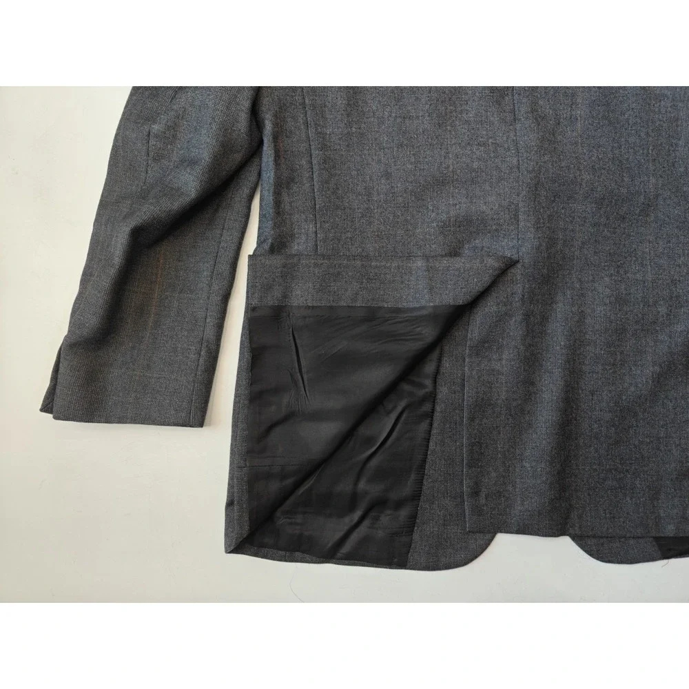 Bespoke 40R Gray Plaid Wool Blazer Mens 2 Button Sport Coat Made in USA M501